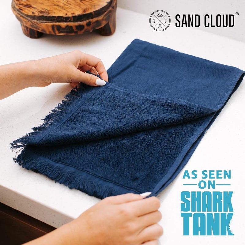 Sand Cloud Turkish Bath Towels Bundle for Bathroom, Set of 4 (Terra Navy) - Large Size - 100% Certified Organic Cotton Yarn is Lightweight, Soft & Absorbent - Premium Bath & Hand Towels Dry Faster - Image 1